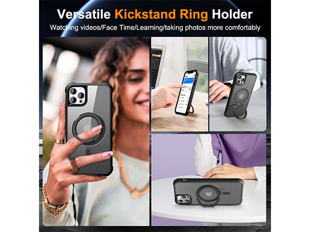 Magnetic Ring Stand Case for iPhone 12 Pro Max - Smoky Black