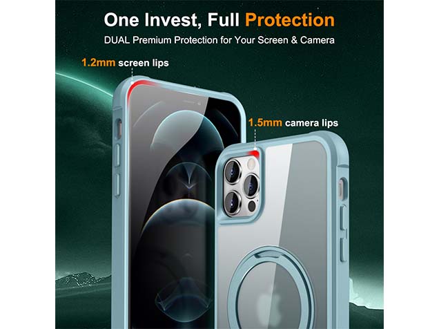 Magnetic Ring Stand Case for iPhone 12 Pro Max - Ice Blue