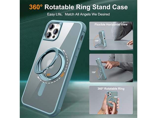 Magnetic Ring Stand Case for iPhone 12 Pro Max - Ice Blue