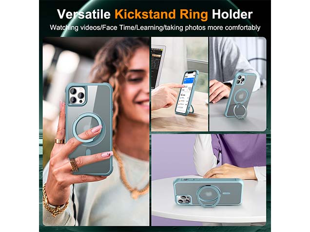 Magnetic Ring Stand Case for iPhone 12 Pro Max - Ice Blue