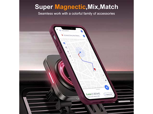 Magnetic Ring Stand Case for iPhone 12 Pro Max - Burgundy