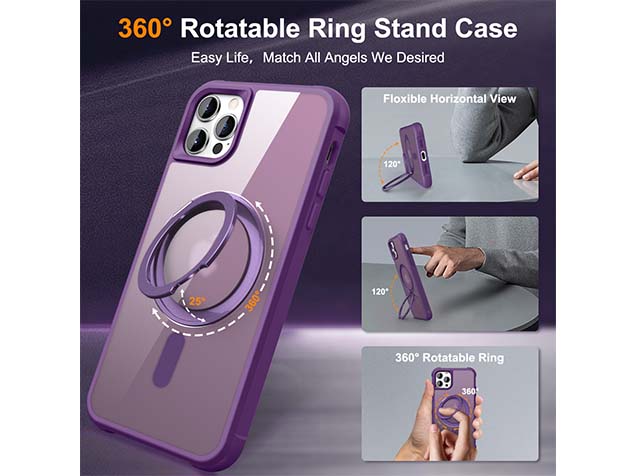 Magnetic Ring Stand Case for iPhone 12 Pro Max - Purple