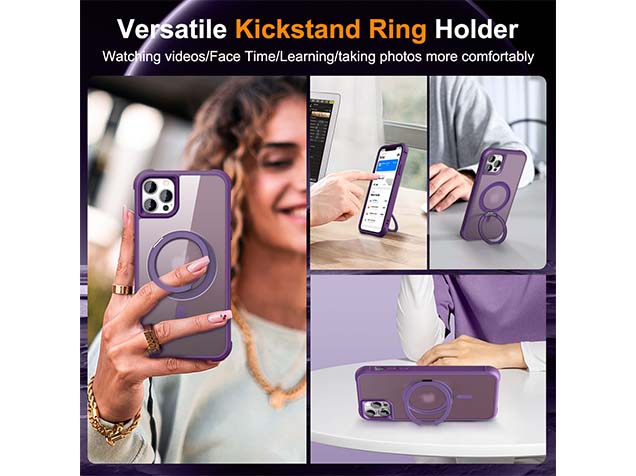Magnetic Ring Stand Case for iPhone 12 Pro Max - Purple