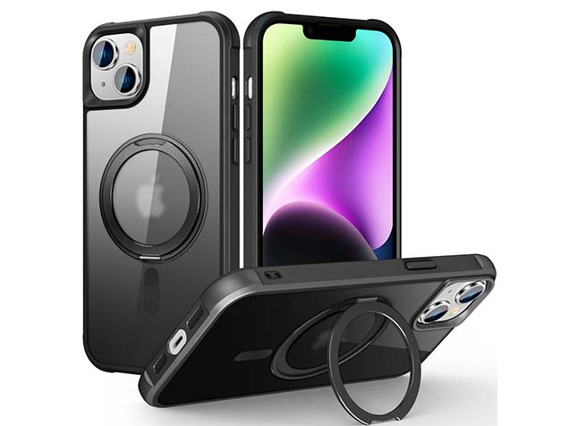 Magnetic Ring Stand Case for iPhone 13 - Smoky Black Hard Case