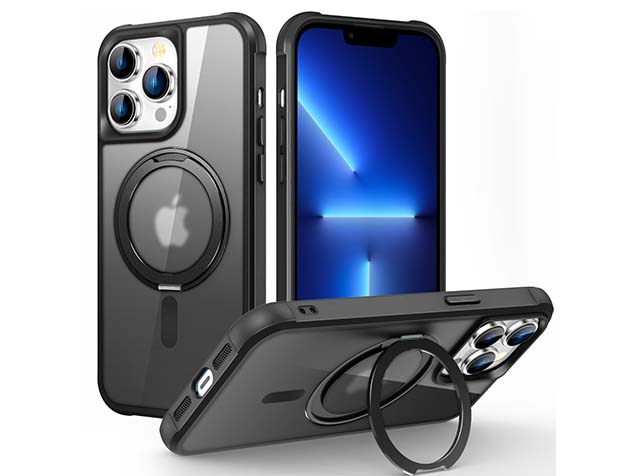 Magnetic Ring Stand Case for iPhone 13 Pro Max - Smoky Black Hard Case