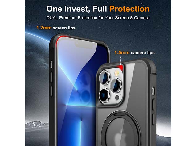 Magnetic Ring Stand Case for iPhone 13 Pro Max - Smoky Black