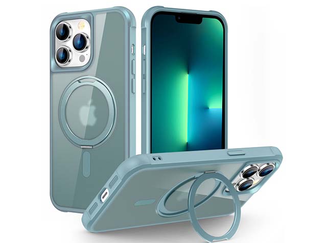 Magnetic Ring Stand Case for iPhone 13 Pro Max - Ice Blue Hard Case