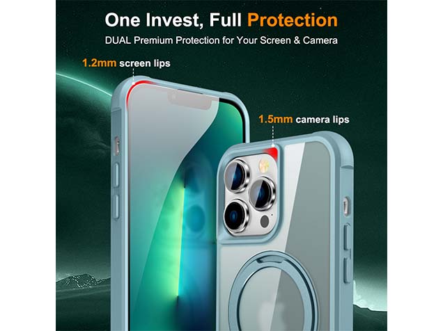 Magnetic Ring Stand Case for iPhone 13 Pro Max - Ice Blue
