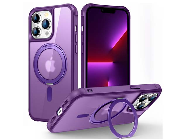 Magnetic Ring Stand Case for iPhone 13 Pro Max - Purple Hard Case