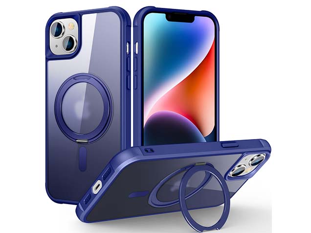 Magnetic Ring Stand Case for iPhone 14 - Cobolt Blue Hard Case