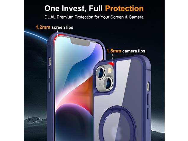 Magnetic Ring Stand Case for iPhone 14 - Cobolt Blue