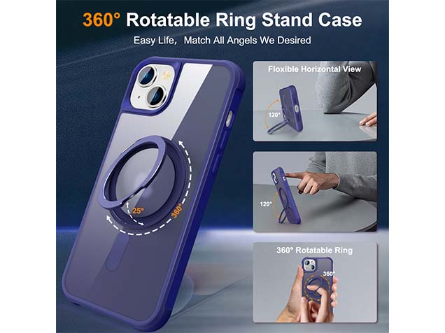 Magnetic Ring Stand Case for iPhone 14 - Cobolt Blue