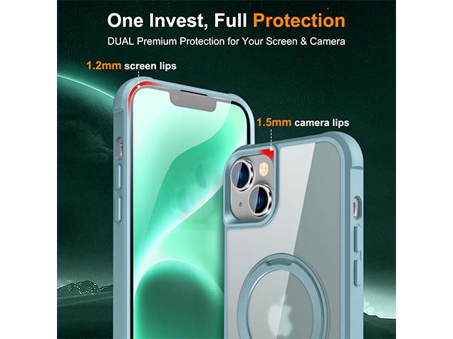 Magnetic Ring Stand Case for iPhone 14 - Ice Blue