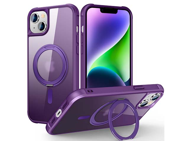 Magnetic Ring Stand Case for iPhone 14 - Purple Hard Case