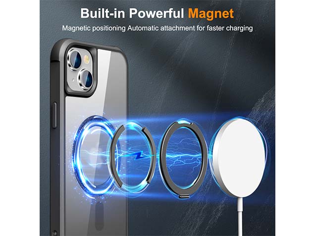 Magnetic Ring Stand Case for iPhone 14 Plus - Smoky Black