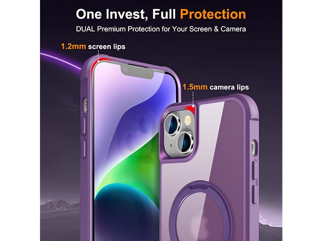 Magnetic Ring Stand Case for iPhone 14 Plus - Purple