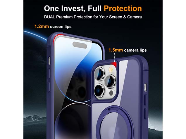 Magnetic Ring Stand Case for iPhone 14 Pro - Cobolt Blue