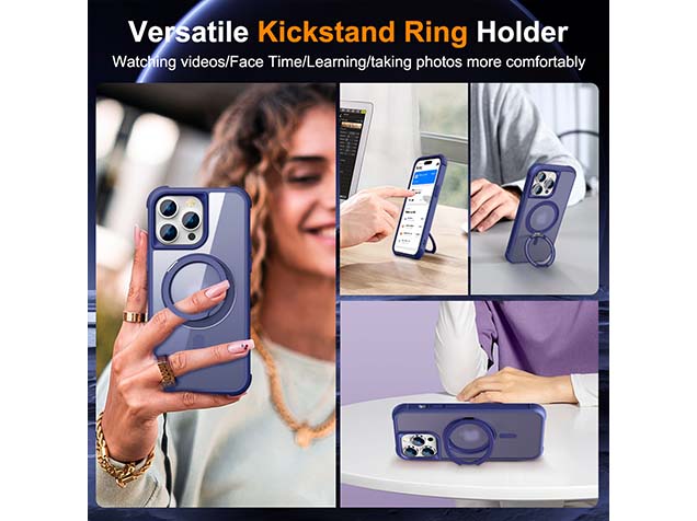 Magnetic Ring Stand Case for iPhone 14 Pro - Cobolt Blue