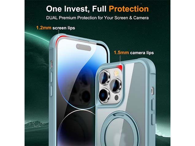 Magnetic Ring Stand Case for iPhone 14 Pro - Ice Blue