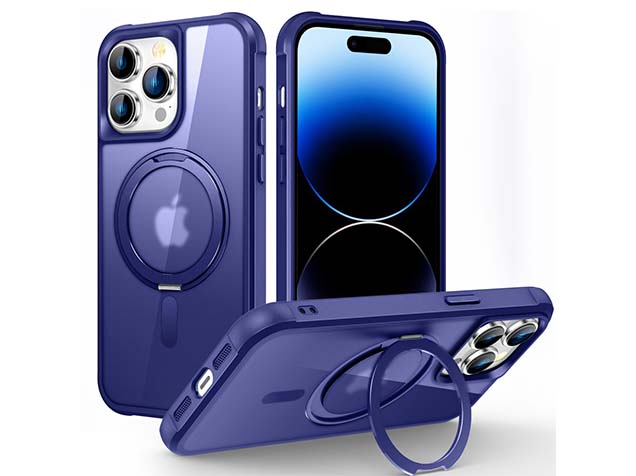 Magnetic Ring Stand Case for iPhone 14 Pro Max - Cobolt Blue Hard Case