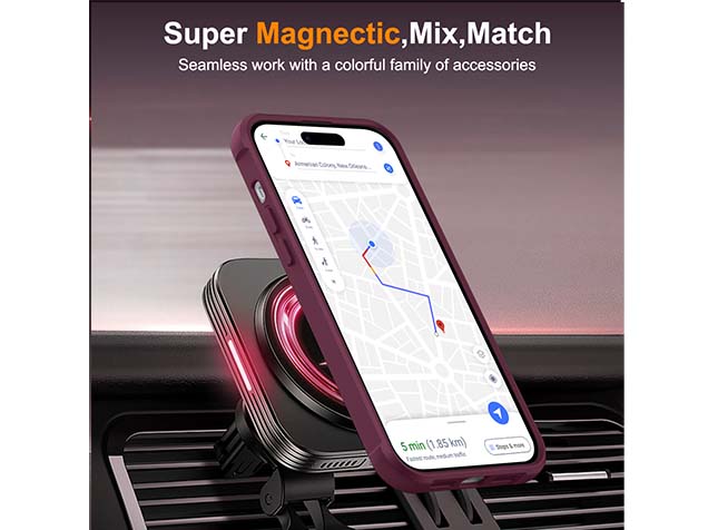 Magnetic Ring Stand Case for iPhone 14 Pro Max - Burgundy