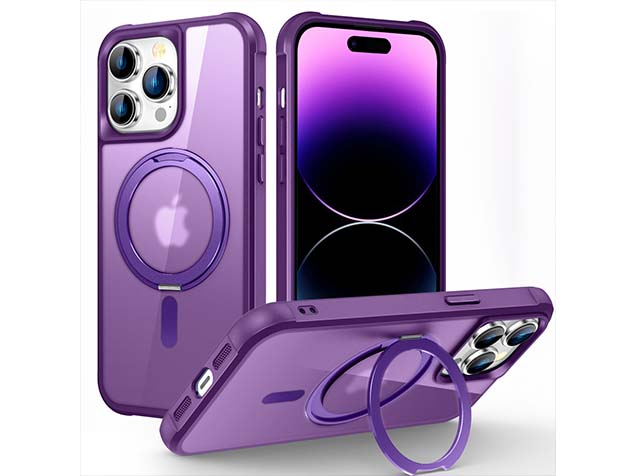 Magnetic Ring Stand Case for iPhone 14 Pro Max - Purple Hard Case
