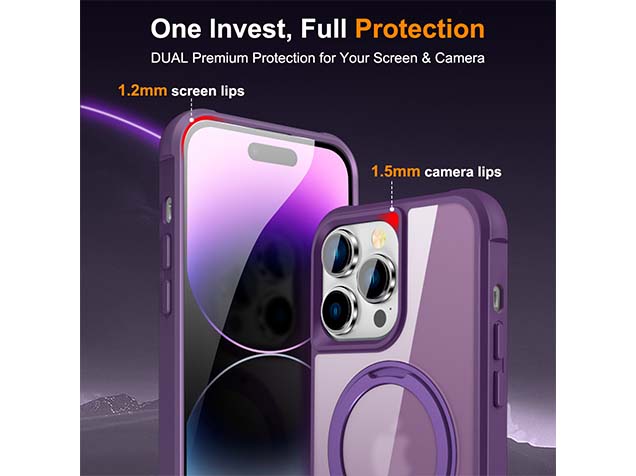 Magnetic Ring Stand Case for iPhone 14 Pro Max - Purple
