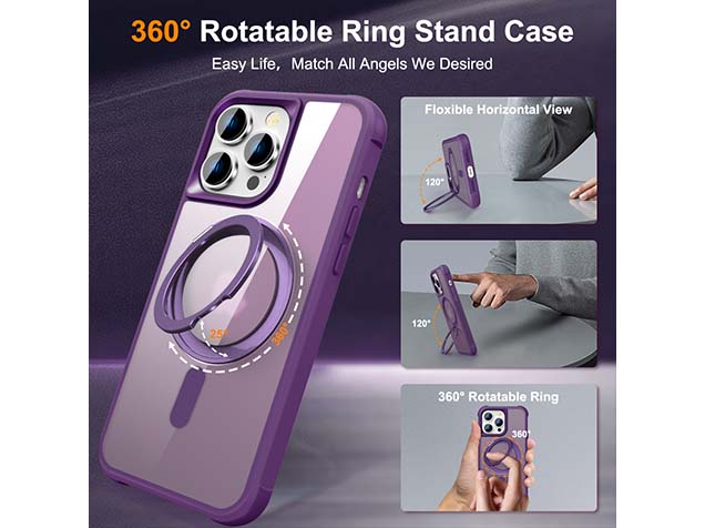 Magnetic Ring Stand Case for iPhone 14 Pro Max - Purple