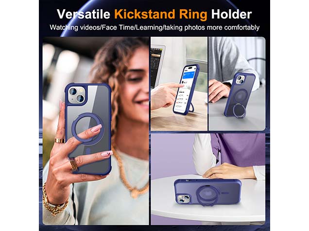 Magnetic Ring Stand Case for iPhone 15 - Cobolt Blue