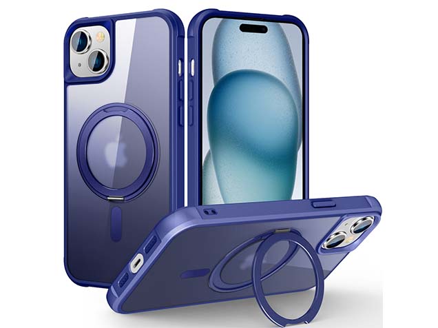 Magnetic Ring Stand Case for iPhone 15 Plus - Cobolt Blue Hard Case