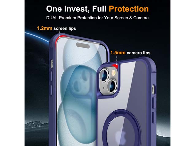 Magnetic Ring Stand Case for iPhone 15 Plus - Cobolt Blue