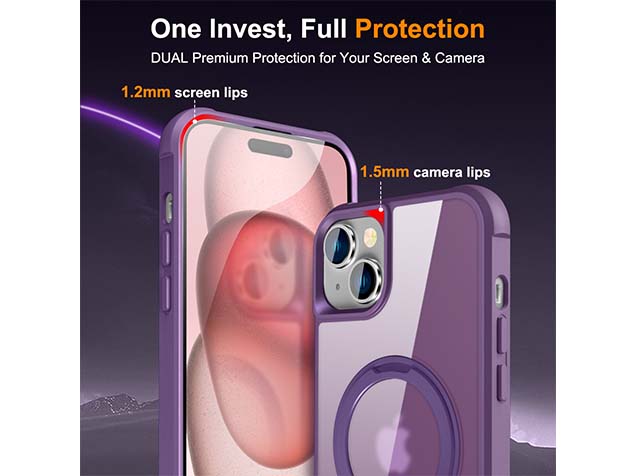 Magnetic Ring Stand Case for iPhone 15 Plus - Purple
