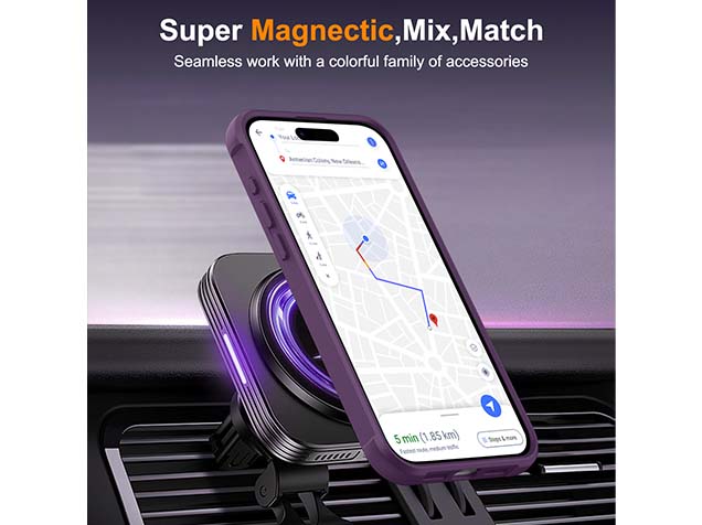 Magnetic Ring Stand Case for iPhone 15 Pro - Purple