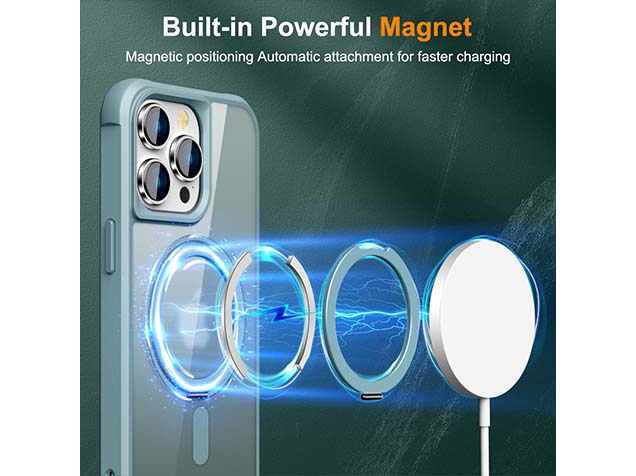Magnetic Ring Stand Case for iPhone 15 Pro Max - Ice Blue