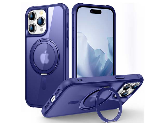 Magnetic Ring Stand Case for iPhone 15 Pro Max - Cobolt Blue Hard Case