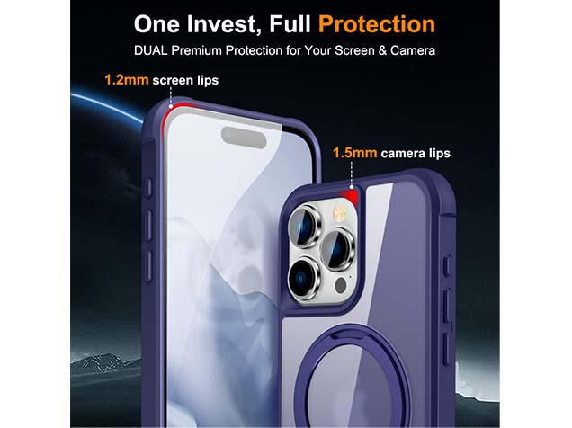Magnetic Ring Stand Case for iPhone 15 Pro Max - Cobolt Blue