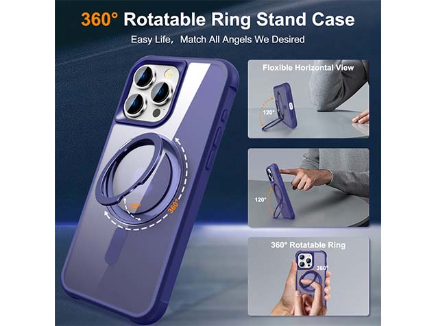 Magnetic Ring Stand Case for iPhone 15 Pro Max - Cobolt Blue