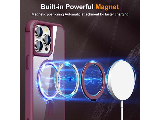 Magnetic Ring Stand Case for iPhone 15 Pro Max - Burgundy