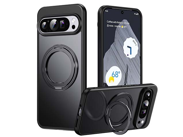 Magnetic Ring Stand Case for Google Pixel 9 Pro - Black Hard Case