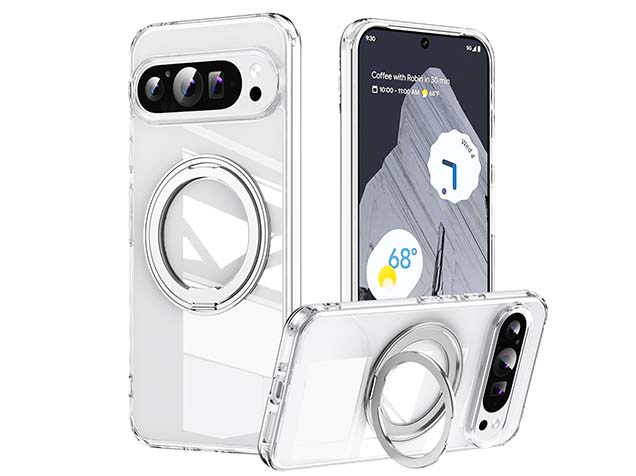 Magnetic Ring Stand Case for Google Pixel 9 Pro - Clear Hard Case