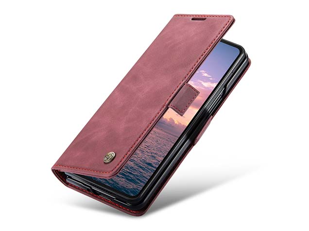 CaseMe Synthetic Leather Wallet Case with Stand for Galaxy Z Fold6 - Burgundy