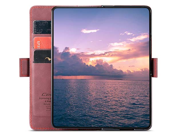 CaseMe Synthetic Leather Wallet Case with Stand for Galaxy Z Fold6 - Burgundy