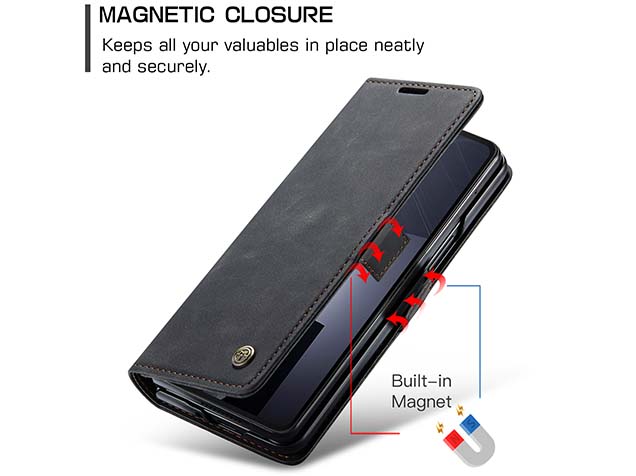 CaseMe Synthetic Leather Wallet Case with Stand for Galaxy Z Fold6 - Charcoal