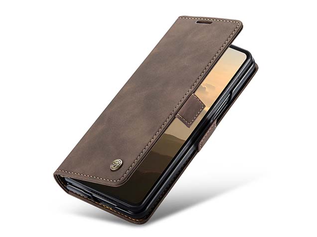 CaseMe Synthetic Leather Wallet Case with Stand for Galaxy Z Fold6 - Chocolate
