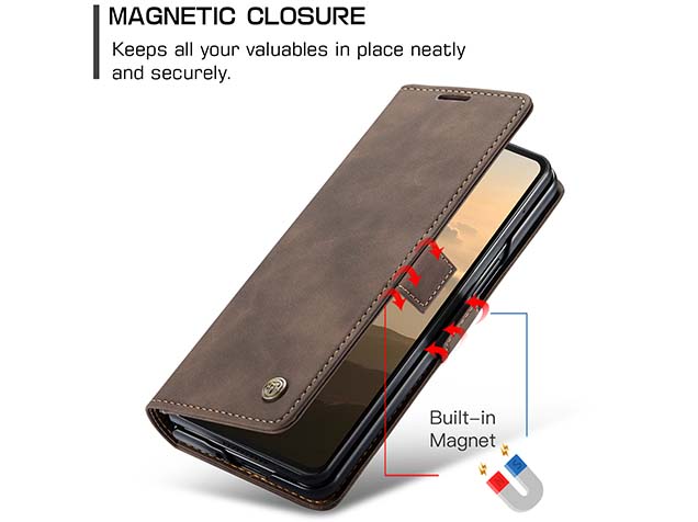 CaseMe Synthetic Leather Wallet Case with Stand for Galaxy Z Fold6 - Chocolate