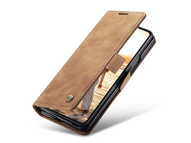 CaseMe Synthetic Leather Wallet Case with Stand for Galaxy Z Fold6 - Tan