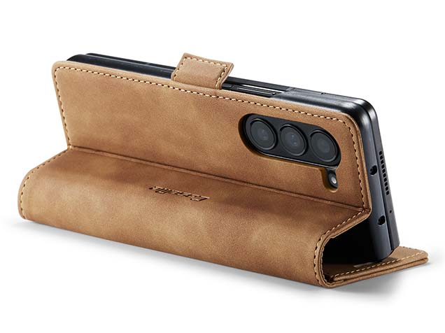 CaseMe Synthetic Leather Wallet Case with Stand for Galaxy Z Fold6 - Tan