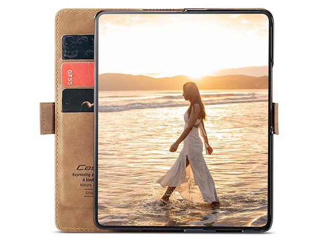 CaseMe Synthetic Leather Wallet Case with Stand for Galaxy Z Fold6 - Tan