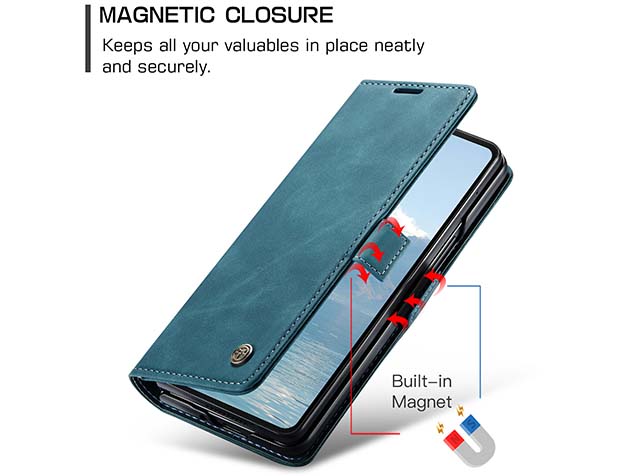 CaseMe Synthetic Leather Wallet Case with Stand for Galaxy Z Fold6 - Teal