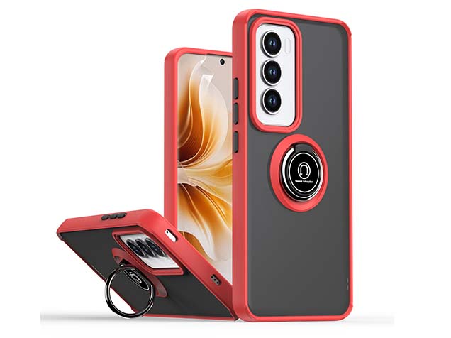 Magnetic Ring Stand Case for OPPO Reno12 - Red/Black Hard Case
